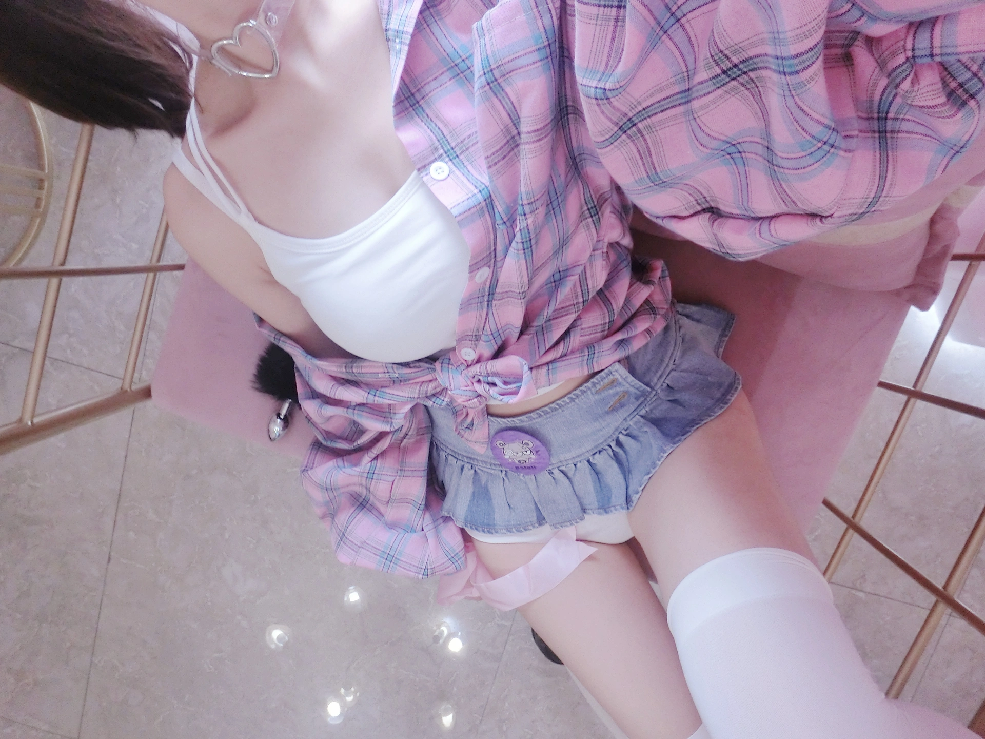 双马尾少女赛高酱 - NO.07 2019圣诞直播：轻SM兽耳尾巴 紫色衬衣 3